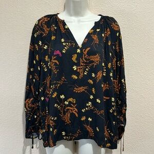 POINT SUR (J. CREW) Split-Neck Fall Blouse, Size M, EUC